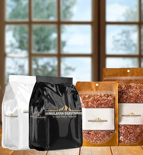 Edible Himalayan Pink Salt in Pouches of Himalayan Seasonings